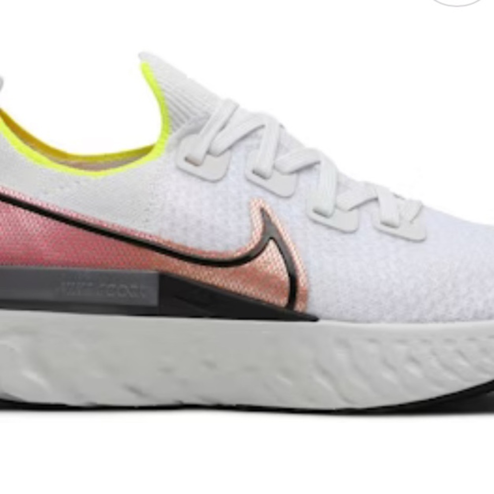 Nike React Infinity Run 'Platinum Tint Pink Blast' White Sneaker Sz 10 - Picture 2 of 11